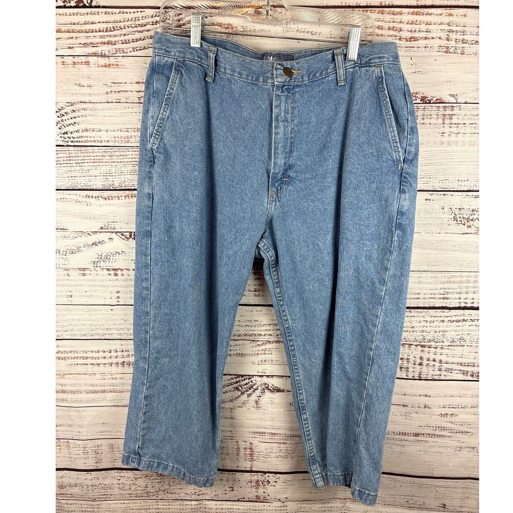 VTG Wrangler Blue Denim Capri Jeans Slash Pockets 100% Cotton Womens Size 14